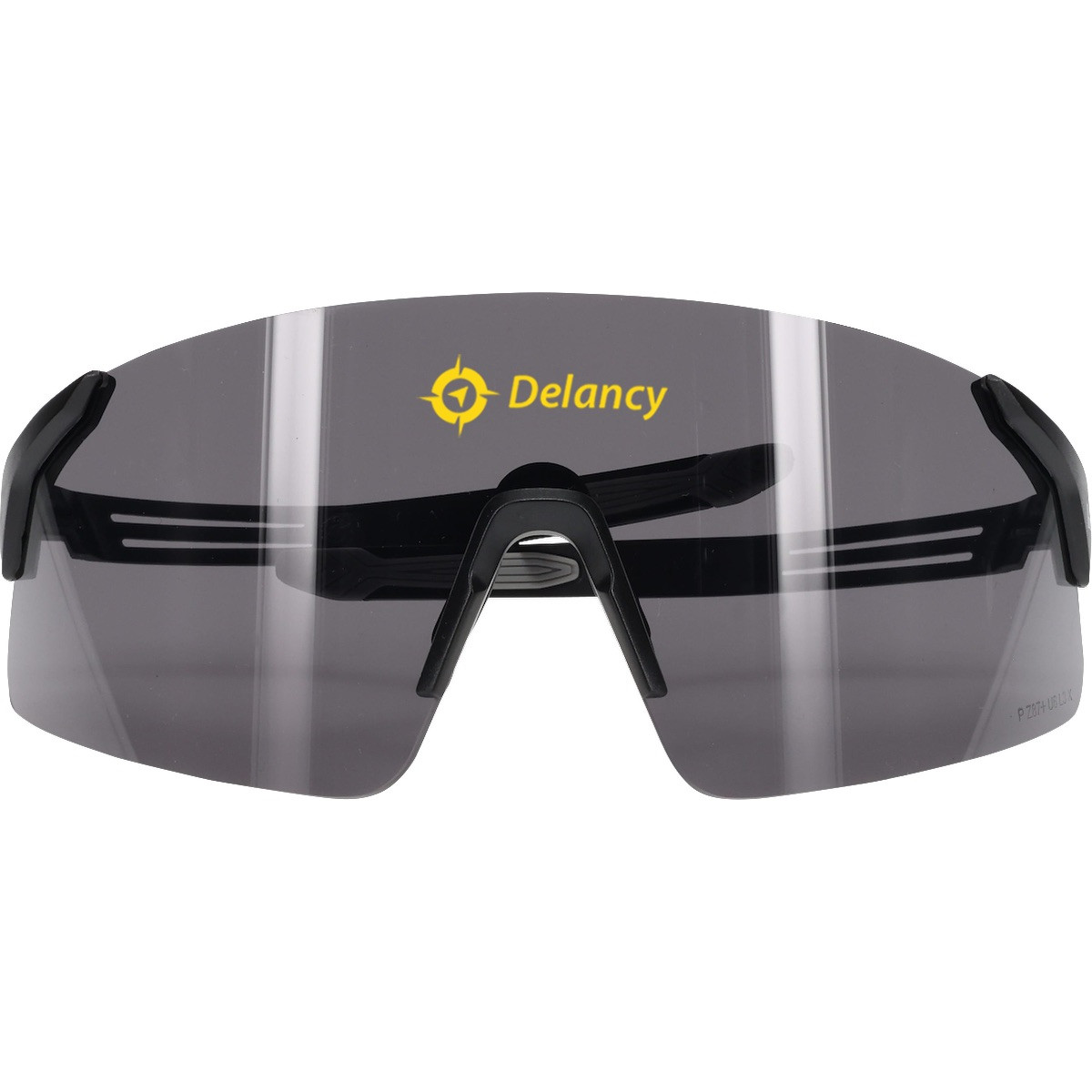 Gray Bouton® Optical Site Boss™ Gray Lens Safety Glasses frameless design, gray FogLess® 3Sixty™ anti-fog lenses, adjustable soft rubber nose pads, and ultra-flexible black temples for eye protection in outdoor construction, industrial, and jobsite environments.
