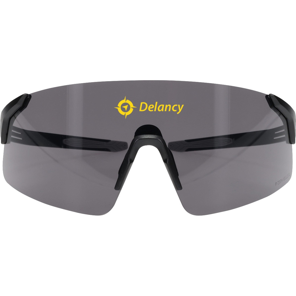 Gray Bouton® Optical Site Boss™ Gray Lens Safety Glasses frameless design, gray FogLess® 3Sixty™ anti-fog lenses, adjustable soft rubber nose pads, and ultra-flexible black temples for eye protection in outdoor construction, industrial, and jobsite environments.
