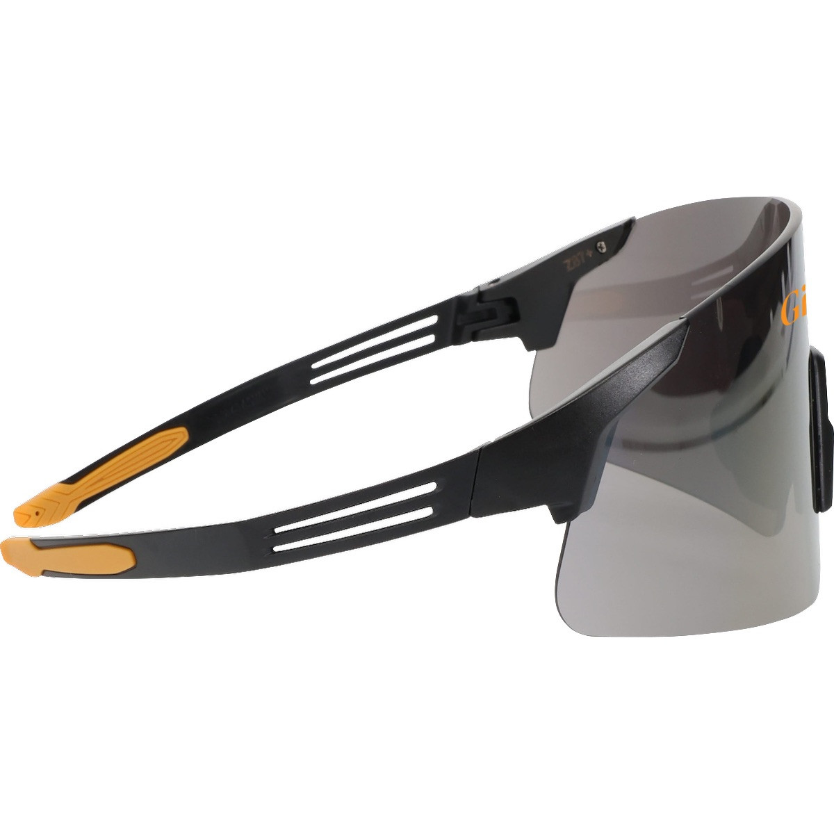Bouton® Optical Site Boss™ Gold Lens Safety Glasses with a black frameless design, gold mirror anti-scratch lenses, adjustable soft rubber nose pads, and ultra-flexible black temples for eye protection during outdoor construction, industrial, and jobsite work.