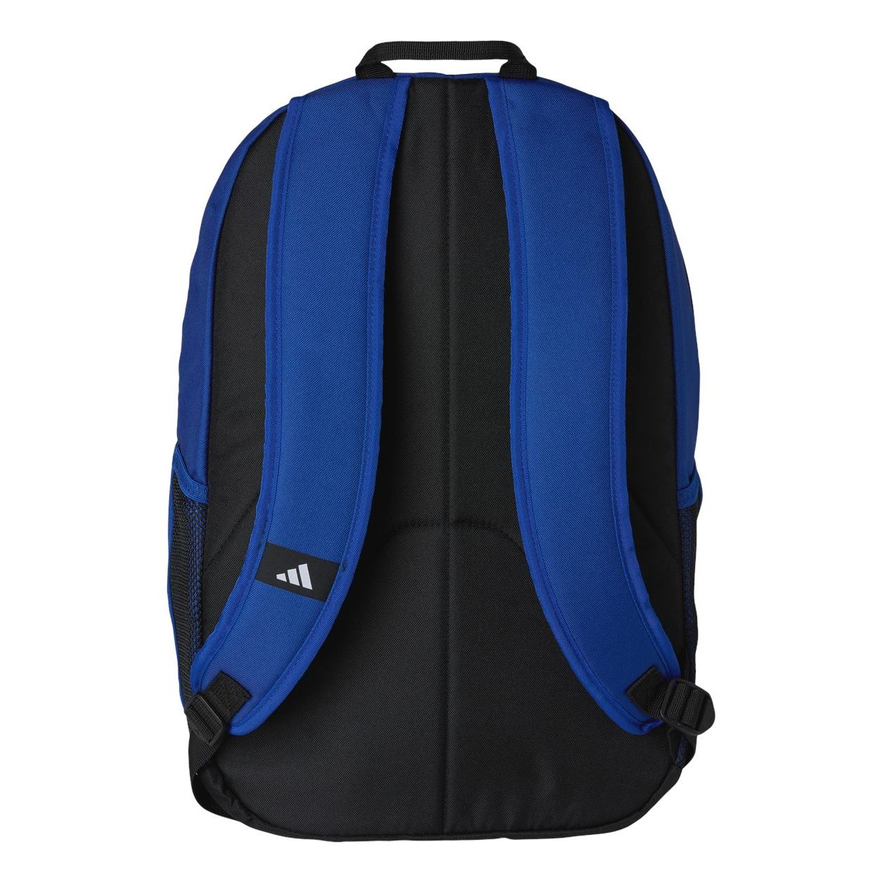 Team Royal Blue polyester backpack with multiple zippered compartments, a padded laptop sleeve, valuables pocket, and padded shoulder straps.
