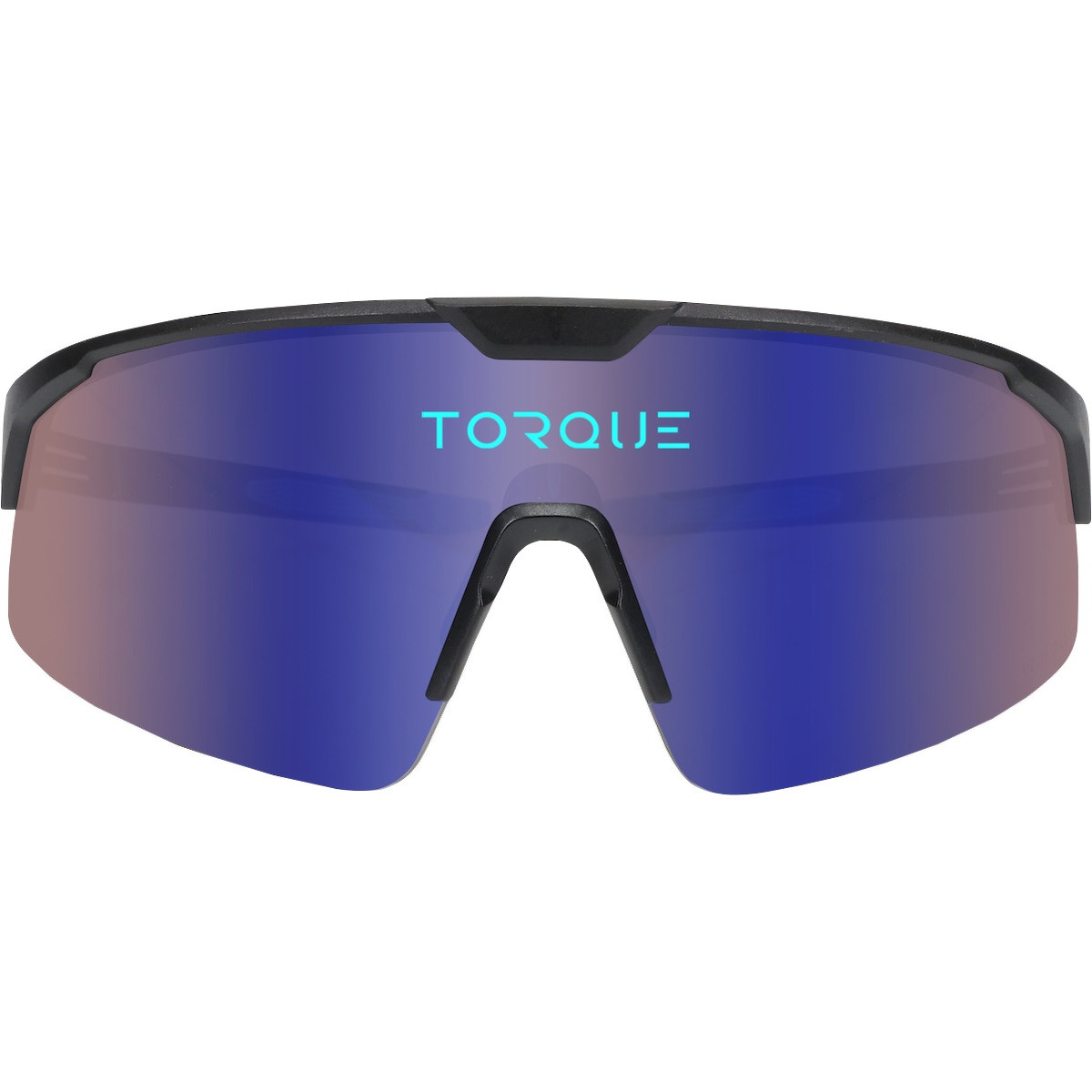 Blue Bouton® Optical Site Boss™ Polarized Lens Safety Glasses with a black half-frame design, blue mirror polarized anti-scratch lenses, adjustable soft rubber nose pads, and ultra-flexible black temples for glare-reducing eye protection during outdoor construction, industrial work, and recreational activities.