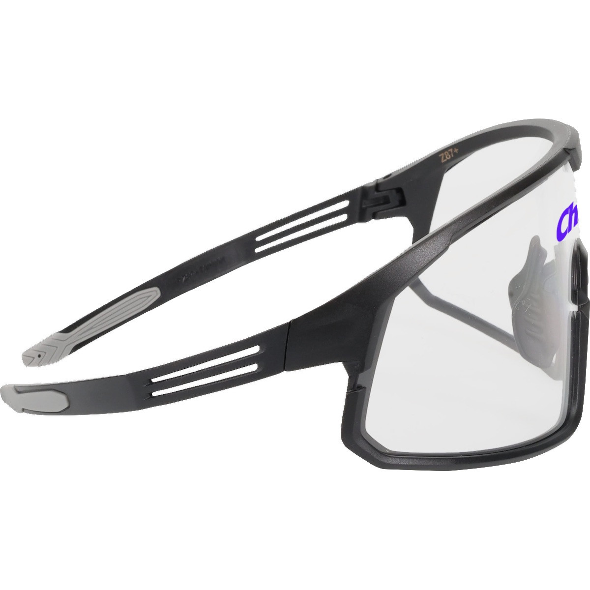 Clear Bouton® Optical Site Boss™ Clear Lens Safety Glasses with a black full-frame design, clear FogLess® 3Sixty™ anti-fog lenses, adjustable soft rubber nose pads, and ultra-flexible black temples for eye protection in construction, manufacturing, and industrial work environments.