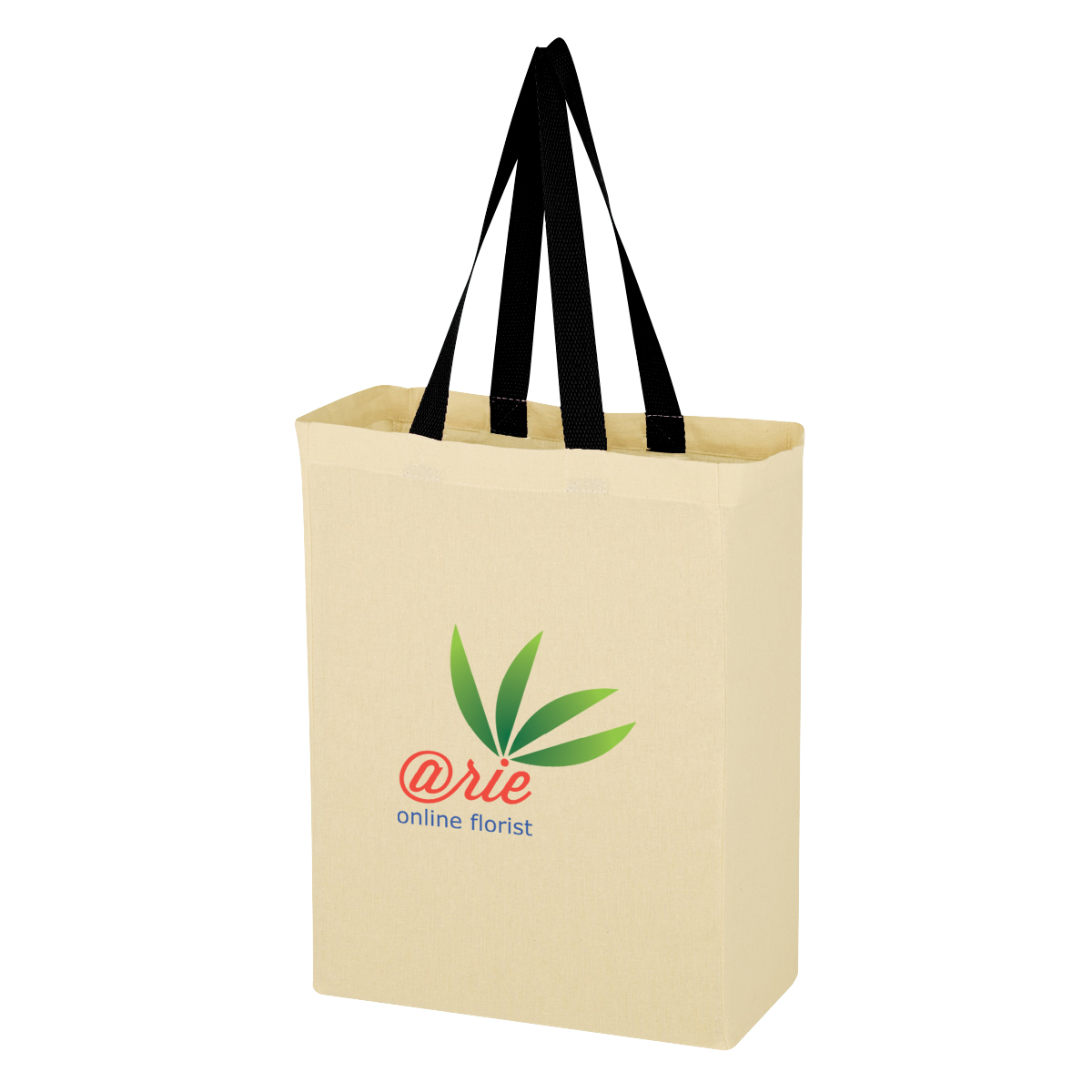 Natural cotton canvas grocery tote bag featuring a spacious open compartment and long carry handles for shopping, errands, and everyday use.