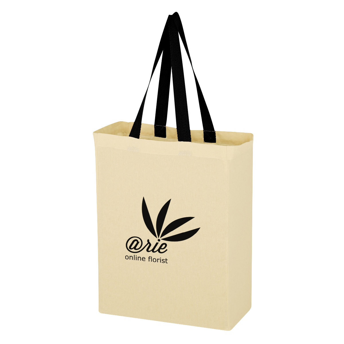 Natural cotton canvas grocery tote bag featuring a spacious open compartment and long carry handles for shopping, errands, and everyday use.