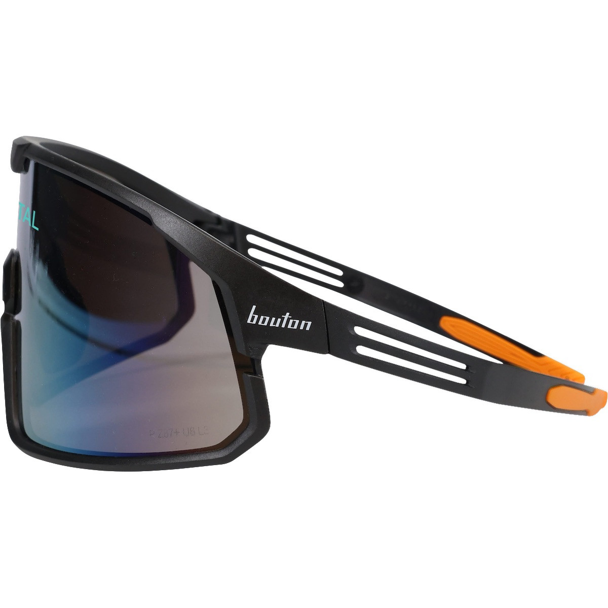 Black Bouton® Optical Site Boss™ Safety Glasses with full-frame design, mirrored anti-scratch lenses, adjustable soft rubber nose pads, and ultra-flexible black temples for eye protection in outdoor construction, industrial, and jobsite environments.