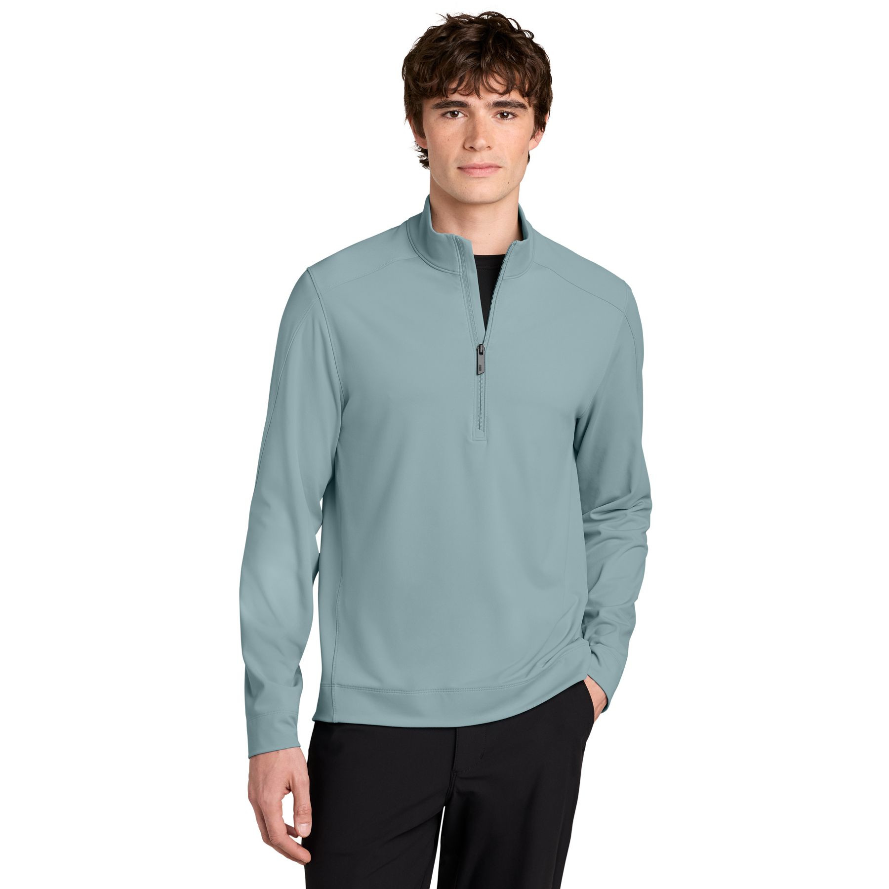 Blue Fog MiiR® Kivu 1/4-Zip Pullover with soft recycled polyester fleece, a stand-up collar, quarter-zip front, zippered chest pocket, and long sleeves for lightweight layering during everyday wear and outdoor activities.