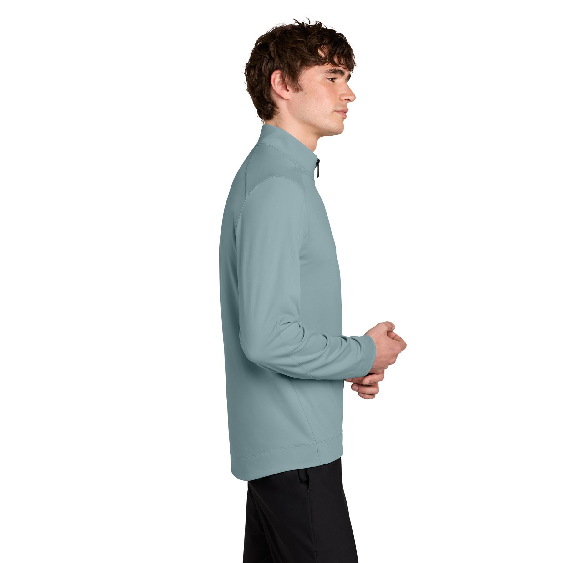 Blue Fog MiiR® Kivu 1/4-Zip Pullover with soft recycled polyester fleece, a stand-up collar, quarter-zip front, zippered chest pocket, and long sleeves for lightweight layering during everyday wear and outdoor activities.