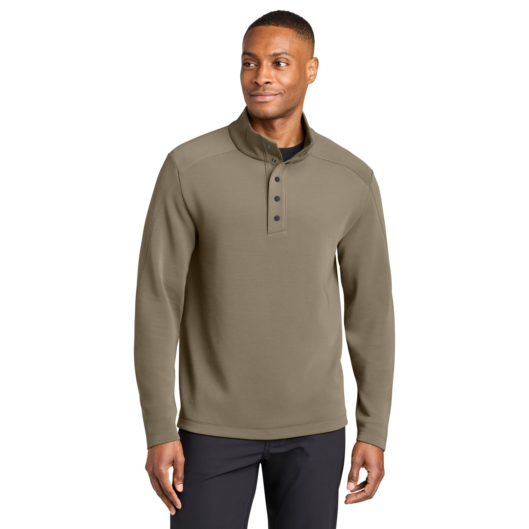 Truffle MiiR® Kumo 1/4-Snap Pullover with ultrasoft recycled polyester spacer knit, a stand-up collar, four-snap placket, long sleeves, and zippered side pockets for lightweight layering and everyday outdoor wear.