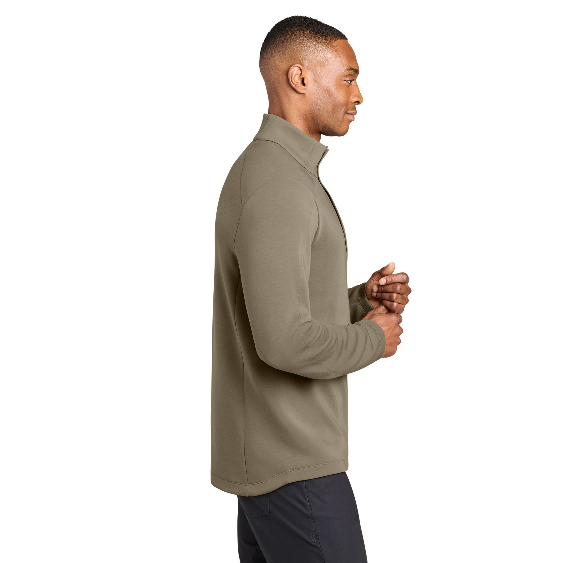 Truffle MiiR® Kumo 1/4-Snap Pullover with ultrasoft recycled polyester spacer knit, a stand-up collar, four-snap placket, long sleeves, and zippered side pockets for lightweight layering and everyday outdoor wear.