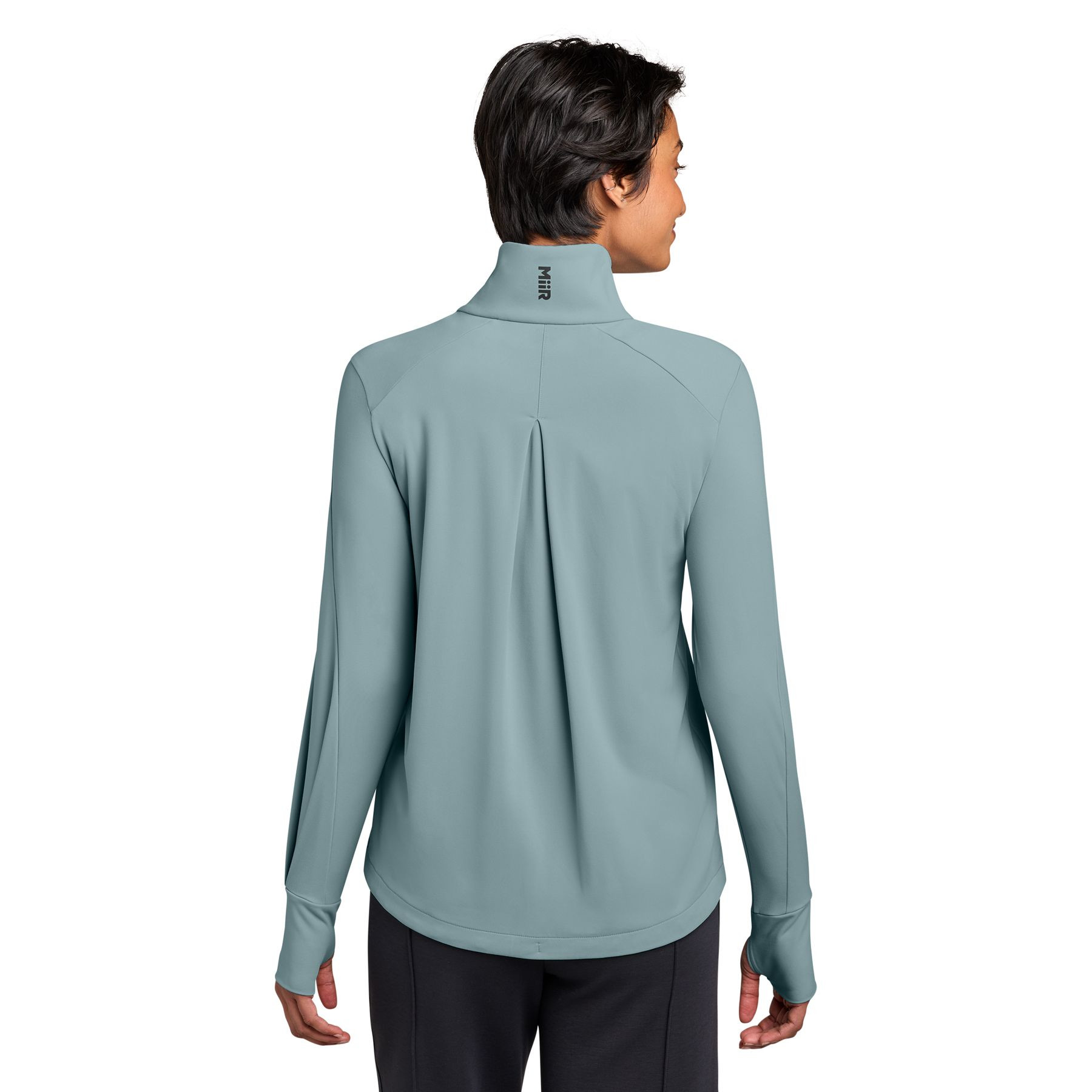 Blue Fog MiiR® Women’s Kivu 1/4-Zip Pullover with soft recycled polyester fleece, a stand-up collar, quarter-zip front, zippered chest pocket, and long sleeves for lightweight layering and everyday outdoor wear.