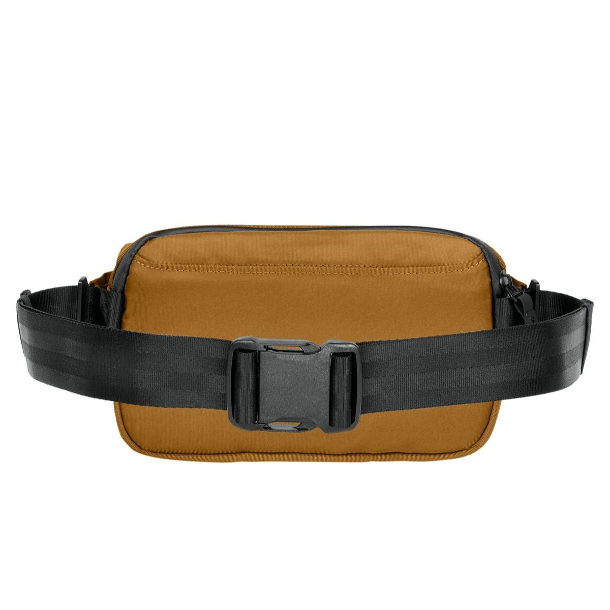 Amber Haze MiiR® Causeway Crossbody Bag with a recycled polyester exterior, adjustable shoulder strap, zippered main compartment, front zip pocket, hidden back pocket, and compact design for carrying everyday essentials while traveling or commuting.