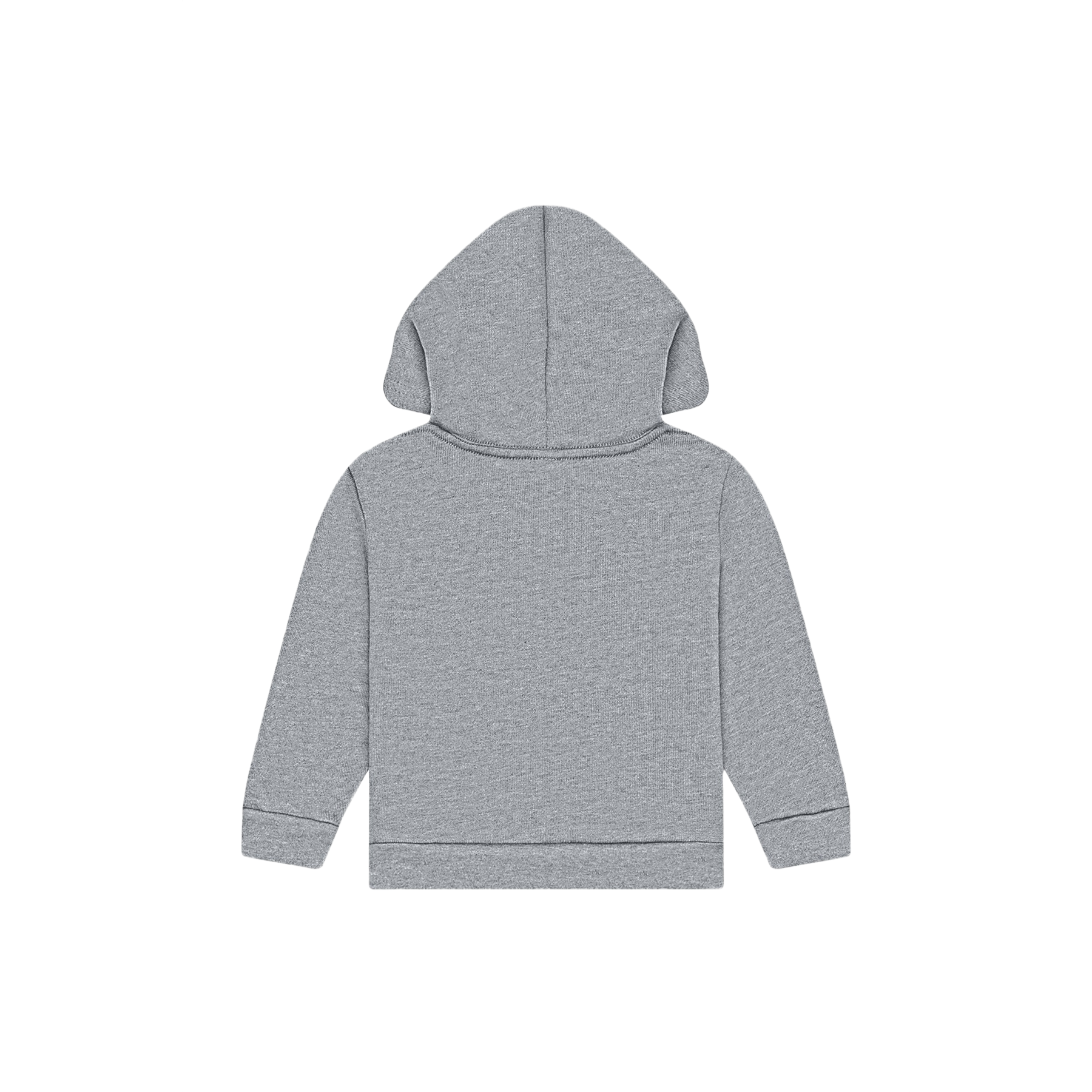 Athletic Heather toddler sponge fleece hooded sweatshirt with a hood, kangaroo pocket, rib knit cuffs and hem, and soft Airlume combed and ring-spun cotton blend fabric.