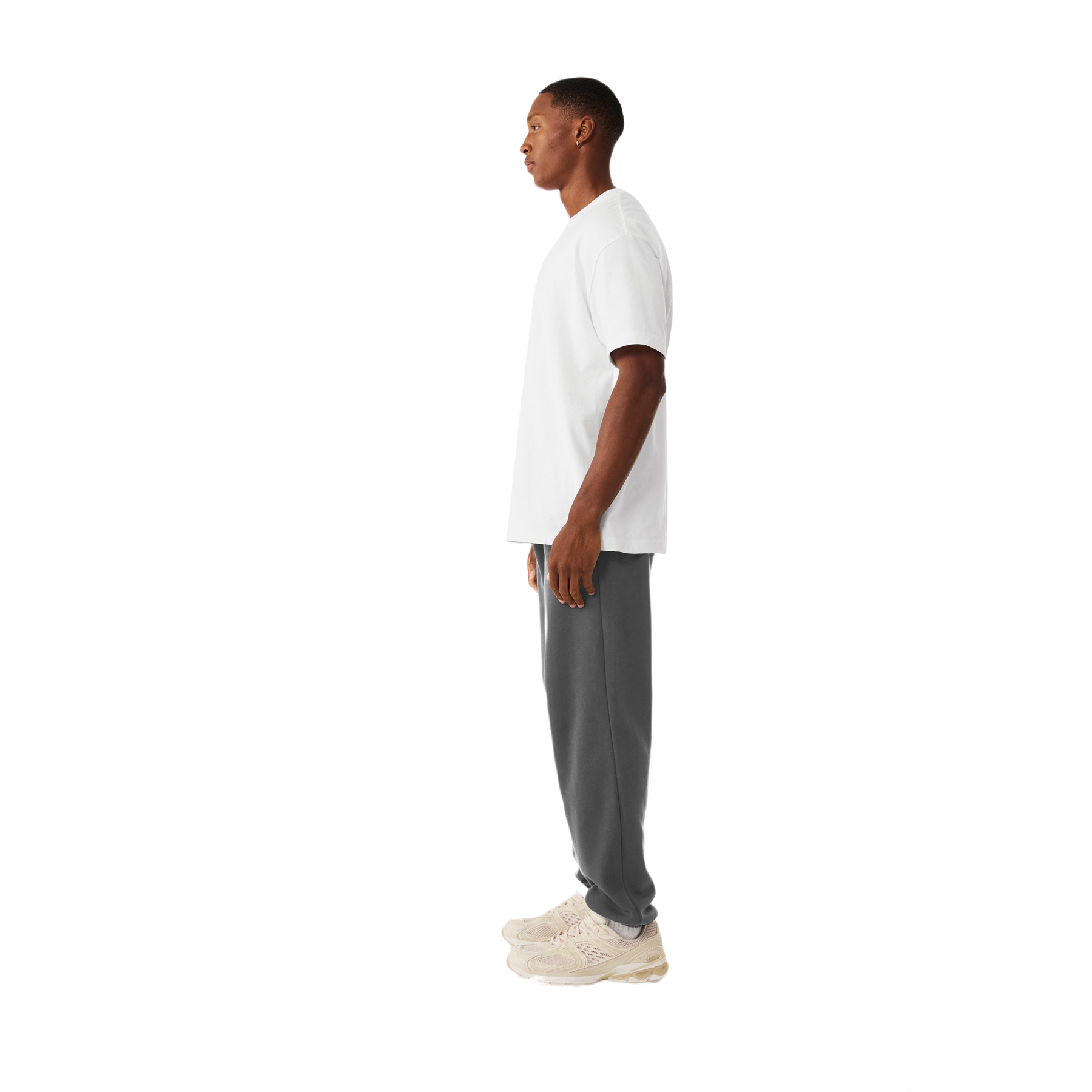 Asphalt BELLA+CANVAS unisex sponge fleece sweatpants with an interior drawcord, encased elastic leg cuffs, relaxed fit, and tear-away label.