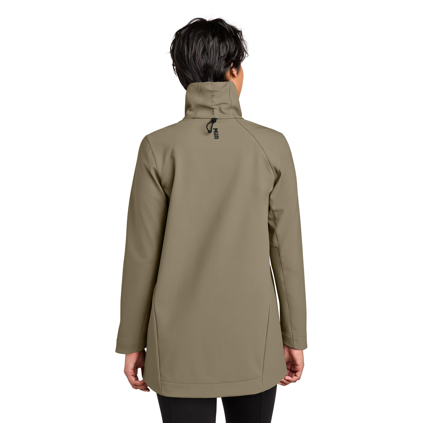Truffle MiiR® Women’s Nozawa Full-Zip Soft Shell Jacket, recycled nylon and spandex soft shell jacket with a full-length zipper, stand collar, zippered pockets, and a streamlined fit for outdoor activities, commuting, and everyday wear.