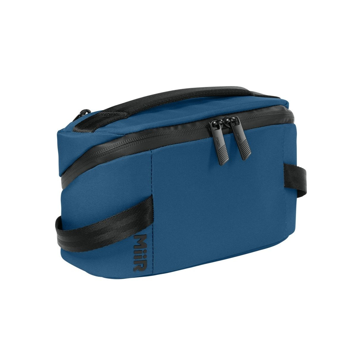 Deep Lake MiiR® Causeway Tech Organizer, recycled polyester zippered organizer with multiple interior stretch pockets, cable and accessory compartments, a padded carry handle, and a compact design for storing chargers, cords, earbuds, and other tech essentials.