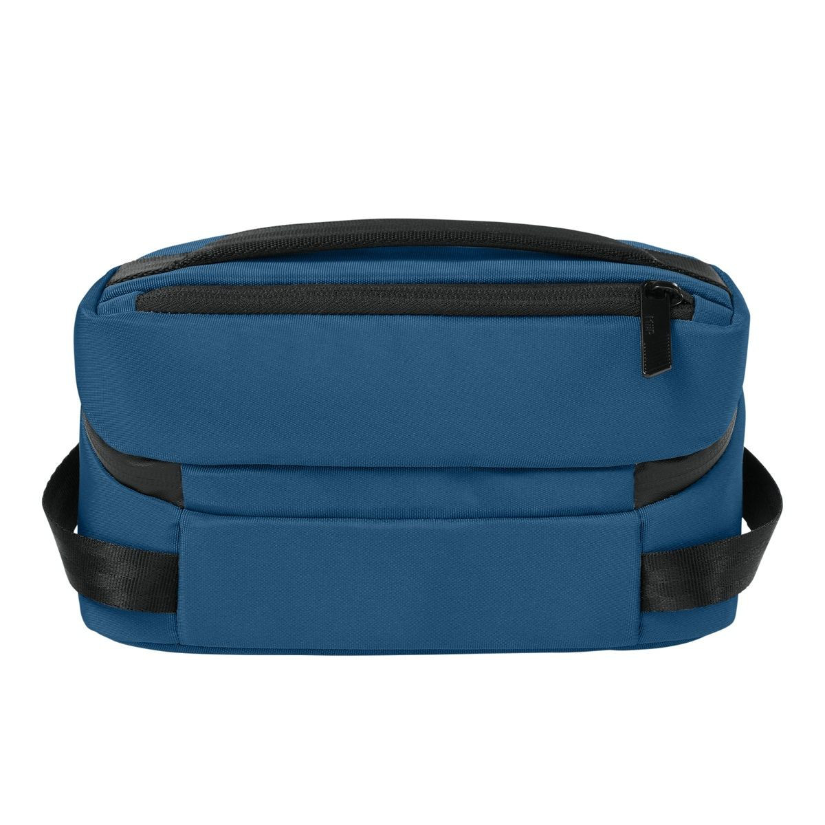 Deep Lake MiiR® Causeway Tech Organizer, recycled polyester zippered organizer with multiple interior stretch pockets, cable and accessory compartments, a padded carry handle, and a compact design for storing chargers, cords, earbuds, and other tech essentials.