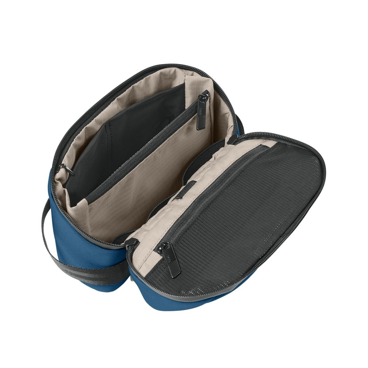 Deep Lake MiiR® Causeway Tech Organizer, recycled polyester zippered organizer with multiple interior stretch pockets, cable and accessory compartments, a padded carry handle, and a compact design for storing chargers, cords, earbuds, and other tech essentials.