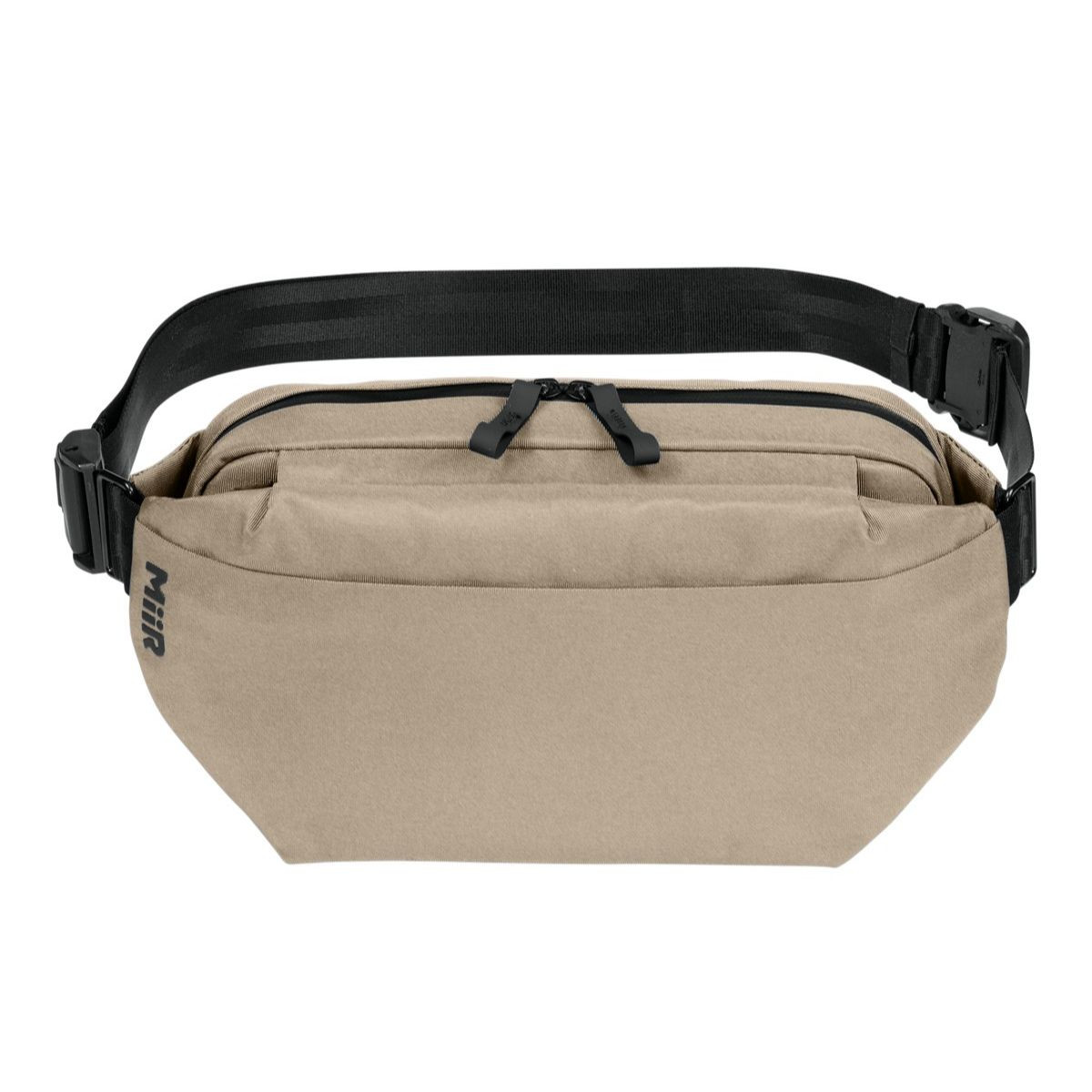 Linen MiiR® Vessel Crossbody Bag, recycled polyester crossbody bag with an adjustable wide shoulder strap, zippered compartments, multiple interior organizer pockets, and a compact design for travel, commuting, and everyday essentials.