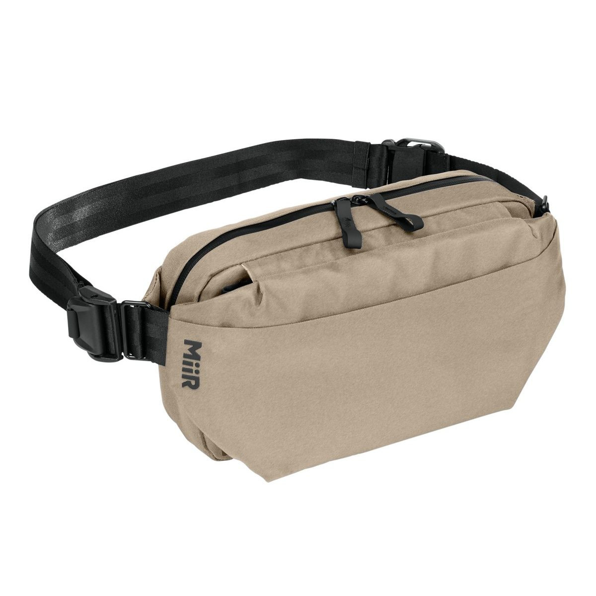 Linen MiiR® Vessel Crossbody Bag, recycled polyester crossbody bag with an adjustable wide shoulder strap, zippered compartments, multiple interior organizer pockets, and a compact design for travel, commuting, and everyday essentials.