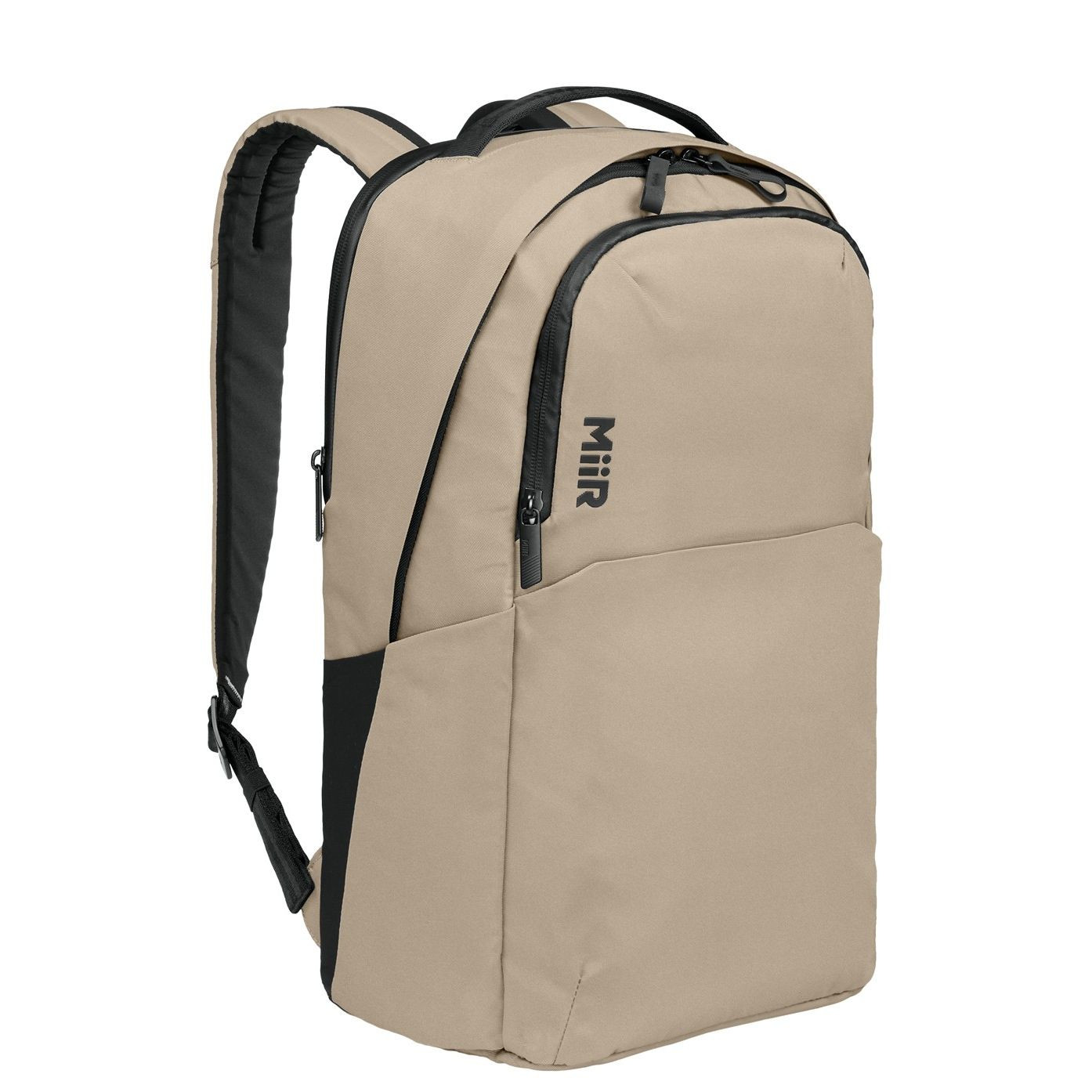 Linen MiiR® Kondoh Classic Pack backpack, durable recycled polyester backpack with a streamlined silhouette, padded shoulder straps, dual-zip main compartment, side water bottle pocket, and multiple organizer pockets for commuting, travel, work, and everyday carry.