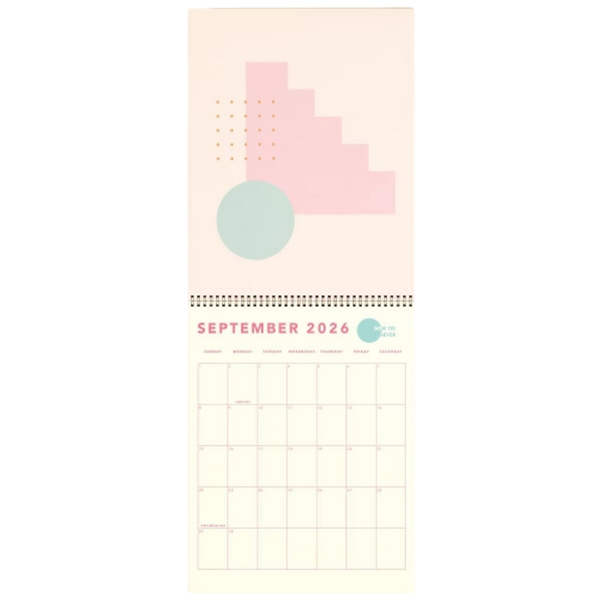 Jumbo vertical calendar pad with colored page edges and sturdy text-weight paper.