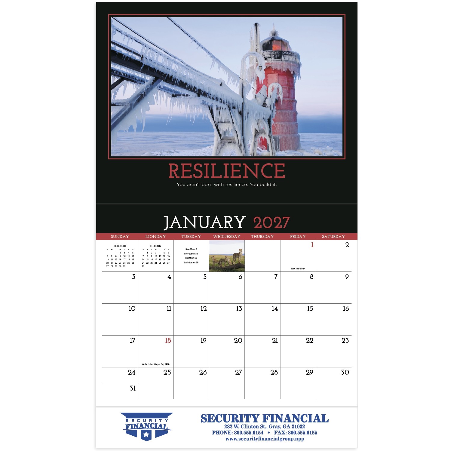 Motivation Stapled Calendar with Motivational Quotes featuring full-color inspirational imagery, uplifting quotes, glossy paper pages with a stapled binding, and monthly calendar grids for home, office, and scheduling.