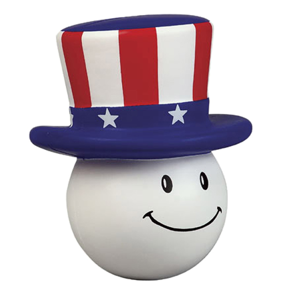 Patriotic mad cap polyurethane stress reliever toy.