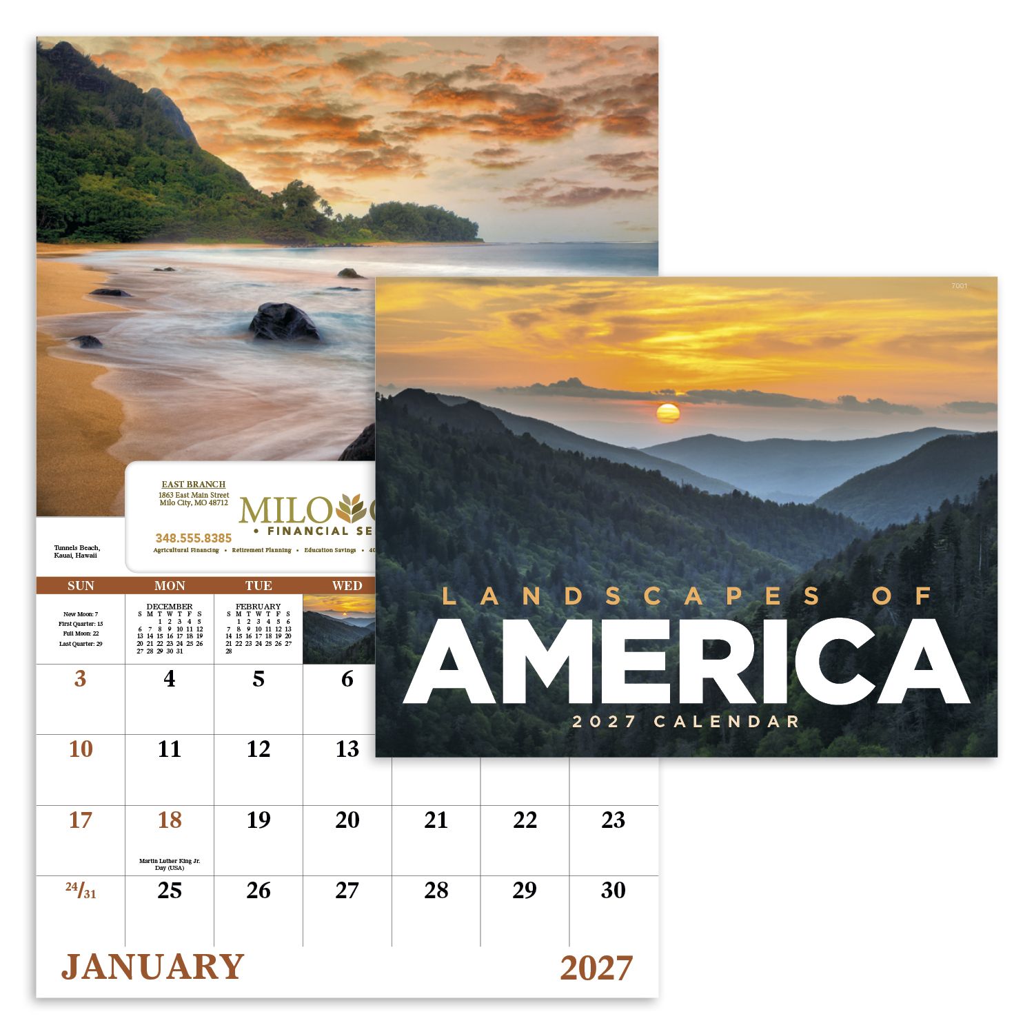 2027 scenic American landscapes promotional window calendar featuring high-quality nature imagery and a gloss finish.