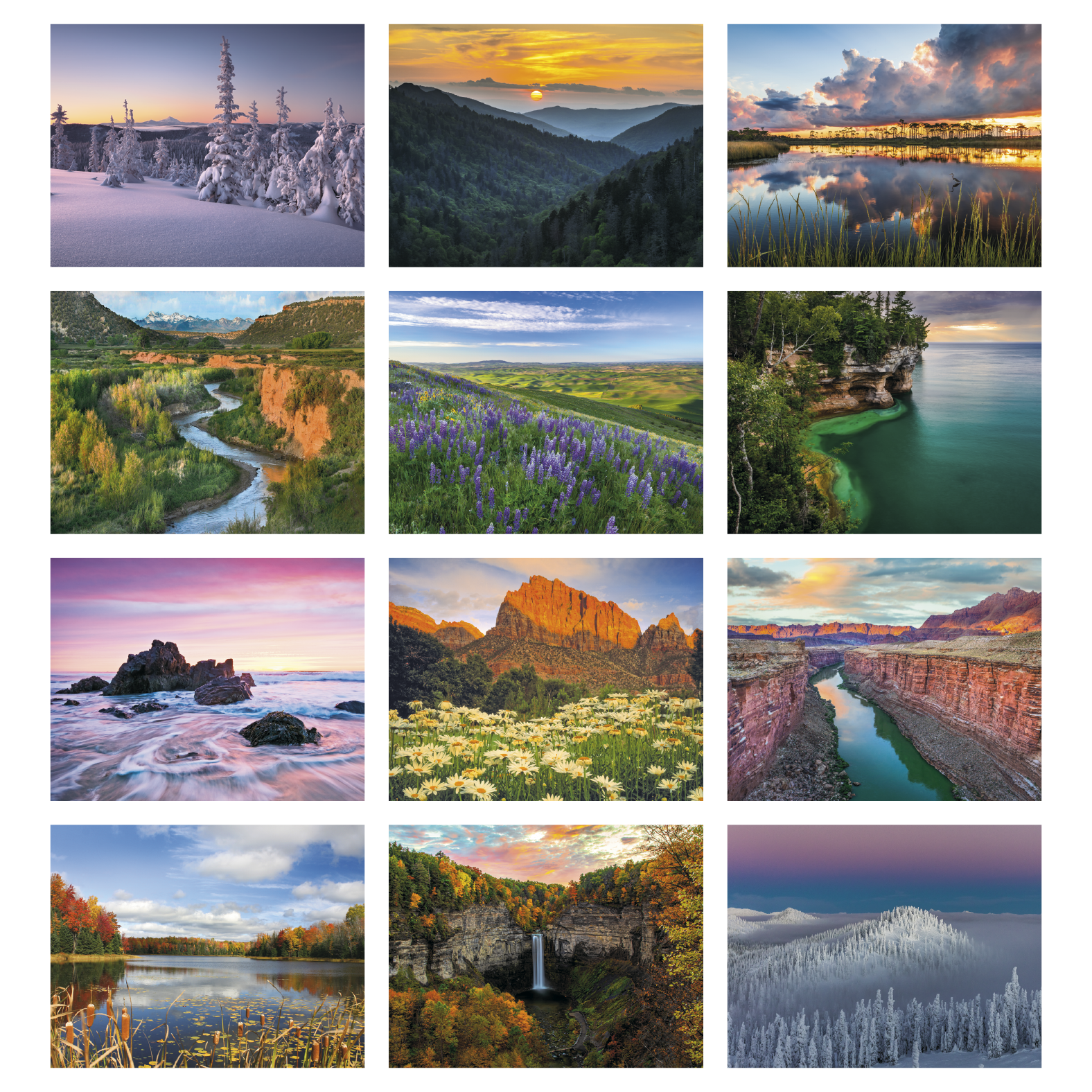 2027 scenic American landscapes promotional window calendar featuring high-quality nature imagery and a gloss finish.