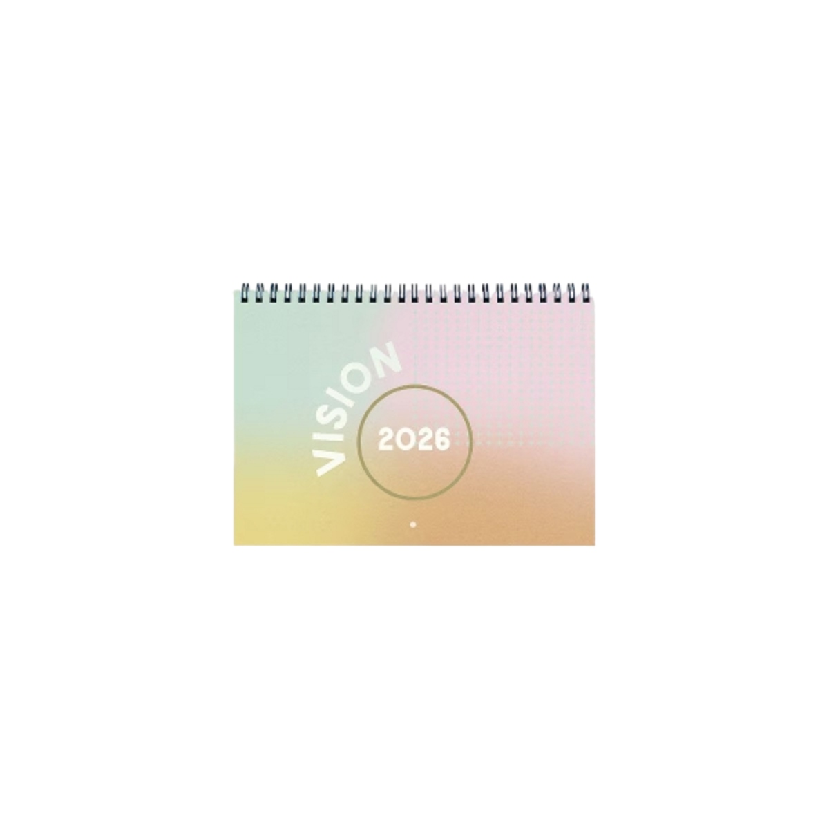 Small horizontal wall calendar with colored page edges and durable text-weight paper.