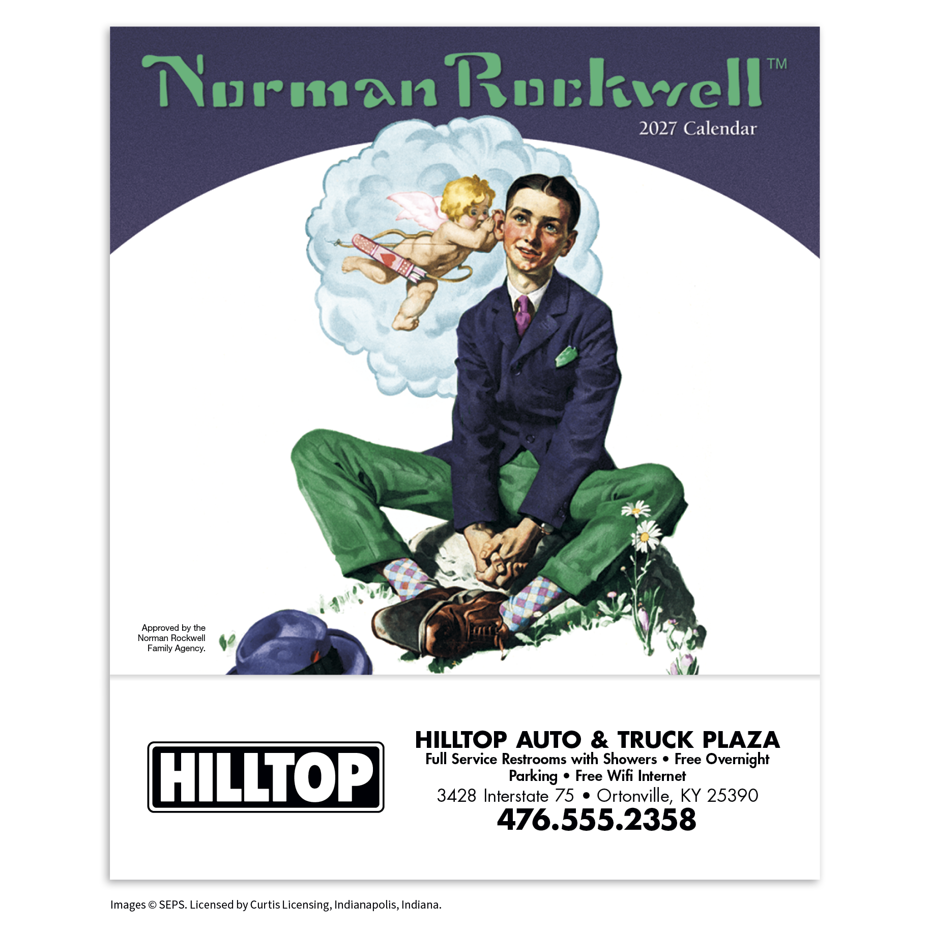 2027 Norman Rockwell mini calendar featuring classic Americana illustrations, high-quality artwork, and a glossy cover.
