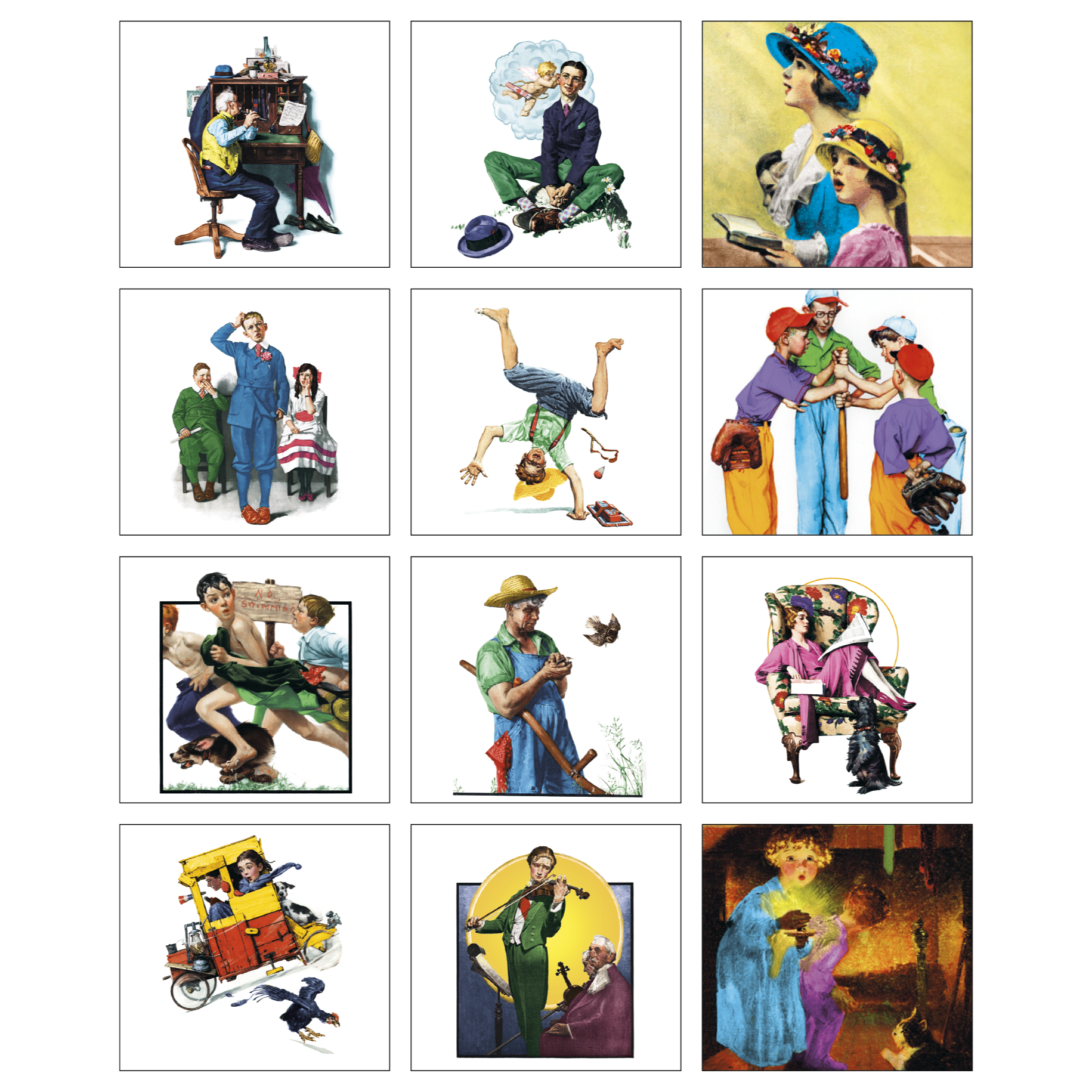 2027 Norman Rockwell mini calendar featuring classic Americana illustrations, high-quality artwork, and a glossy cover.