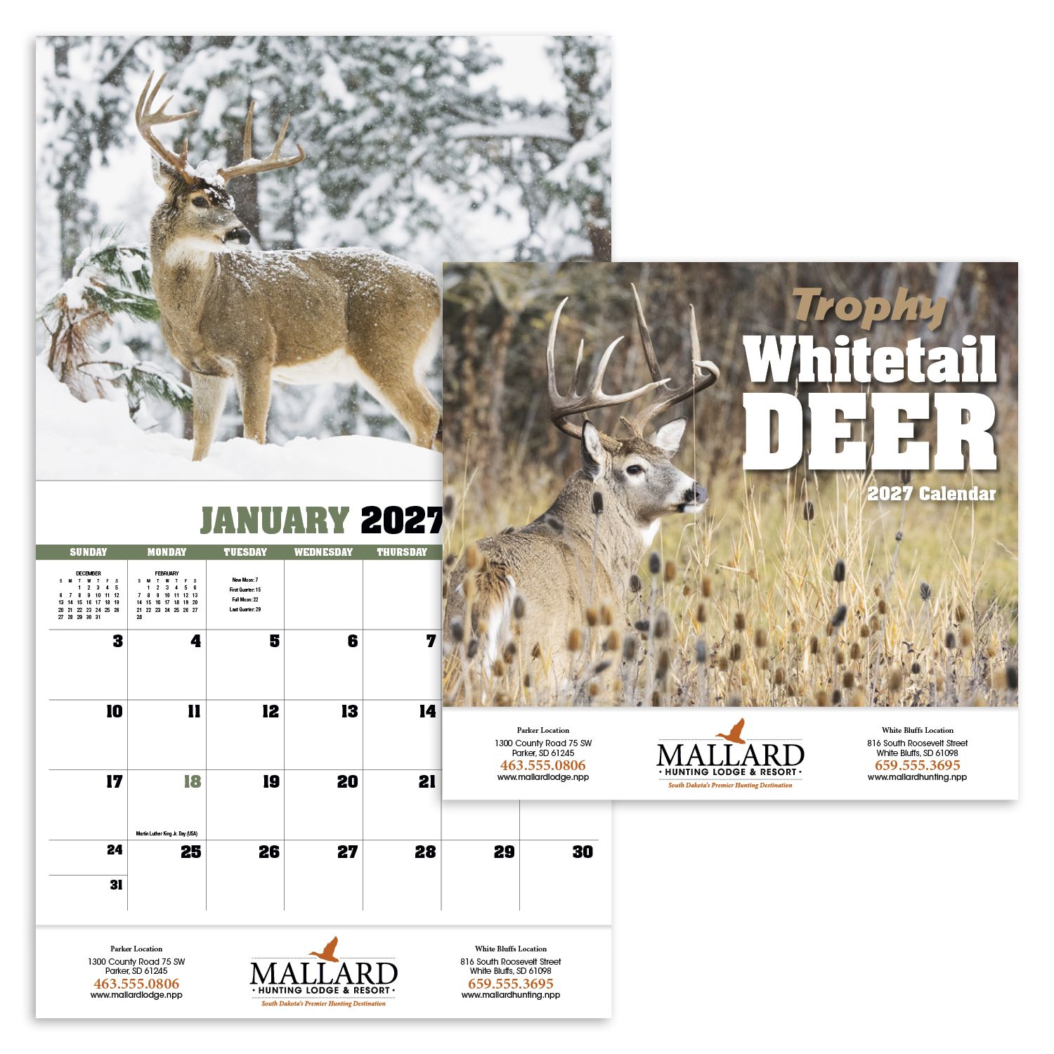 2027 trophy whitetail deer appointment calendar featuring close-up wildlife photography of trophy whitetail deer and a glossy cover.