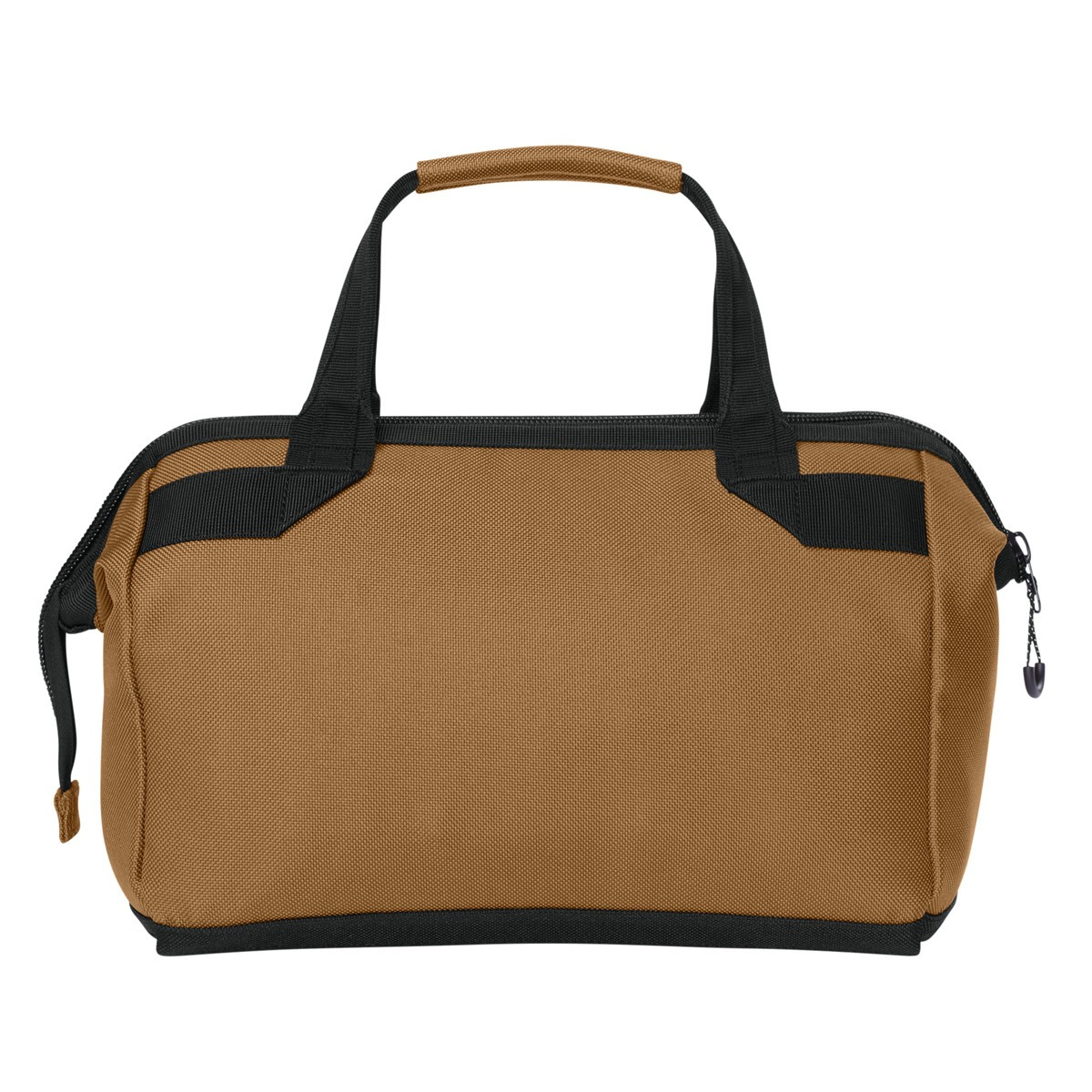 Duck Brown CornerStone Utility Pro Tool Tote, durable polyester tool tote with a structured zippered main compartment, reinforced bottom, padded carry handles, and multiple exterior pockets for organizing and transporting tools and work essentials.