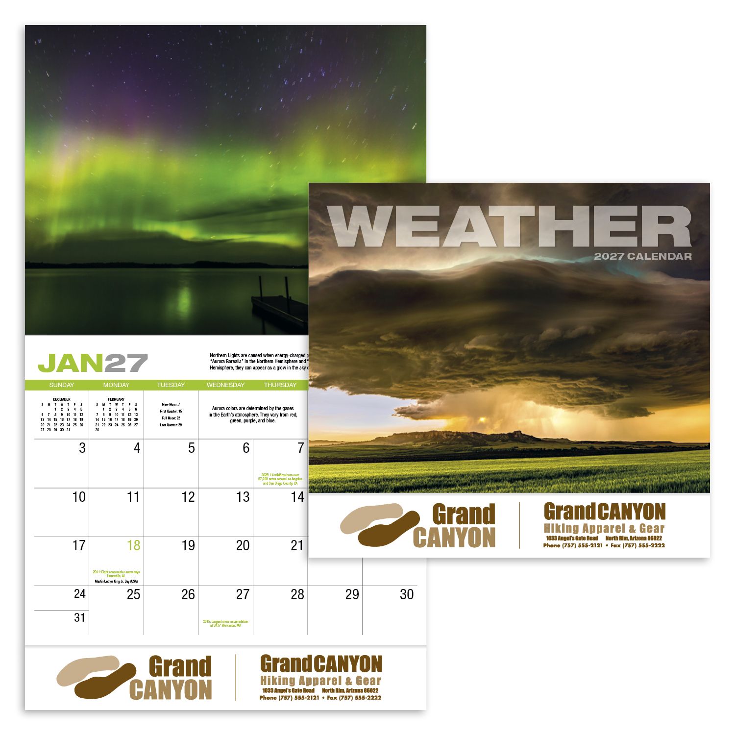 2027 weather almanac appointment calendar featuring mesmerizing weather phenomena photography, dramatic atmospheric scenes, and a glossy cover.