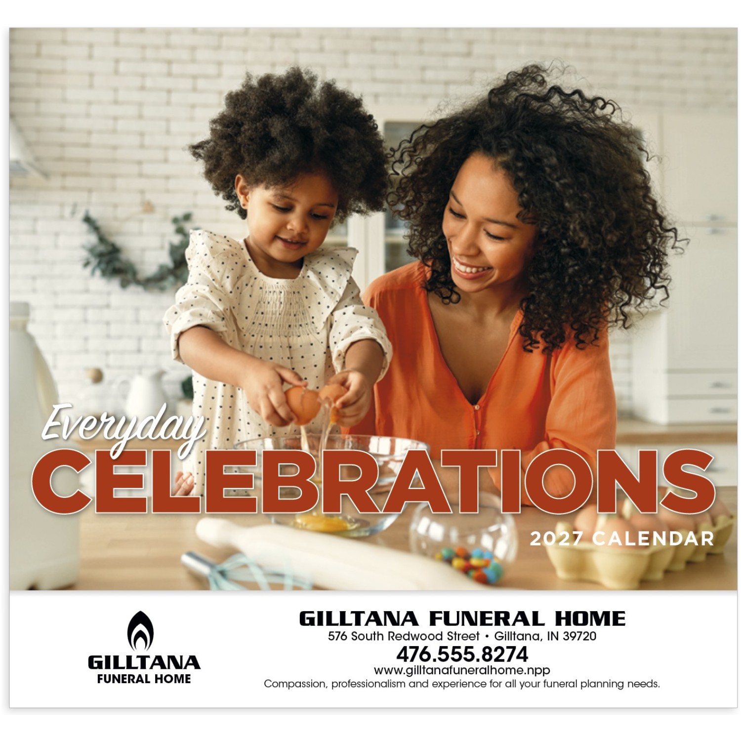 Everyday Celebrations Stapled Calendar featuring images celebrating holidays and special occasions throughout the year, glossy paper pages with a stapled binding, monthly calendar grids, and a wall calendar design for home, office, and scheduling.