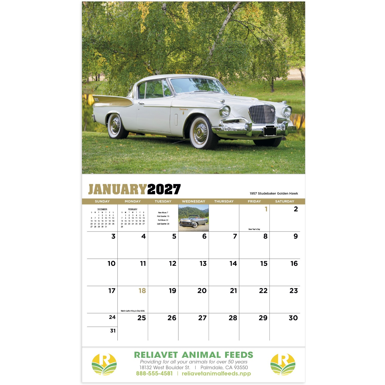 Highway Memories Stapled Calendar featuring images of classic highways, vintage roadside scenes, and nostalgic Americana, glossy paper pages with a stapled binding, monthly calendar grids, and a wall calendar design for home, office, and scheduling.