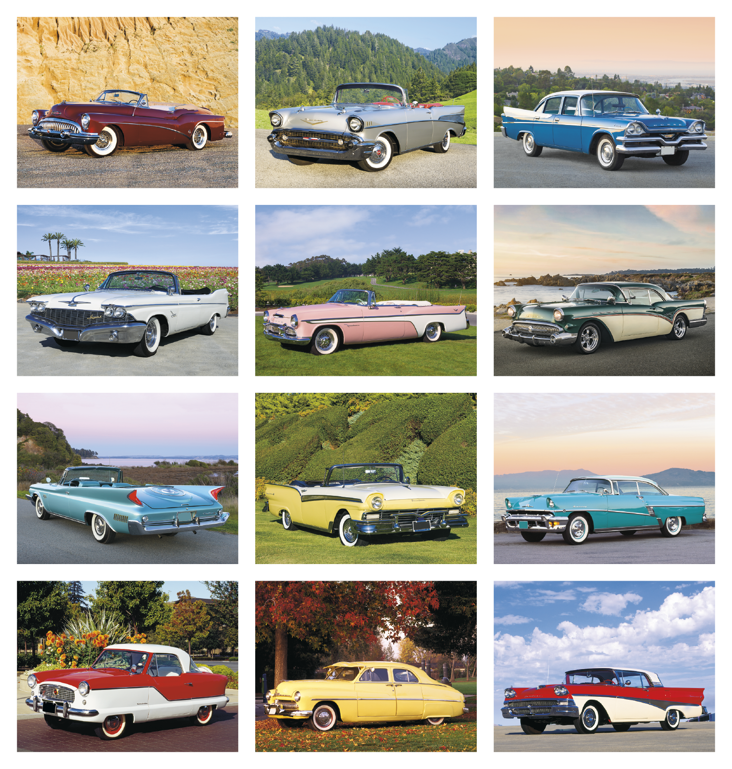 Highway Memories Stapled Calendar featuring images of classic highways, vintage roadside scenes, and nostalgic Americana, glossy paper pages with a stapled binding, monthly calendar grids, and a wall calendar design for home, office, and scheduling.