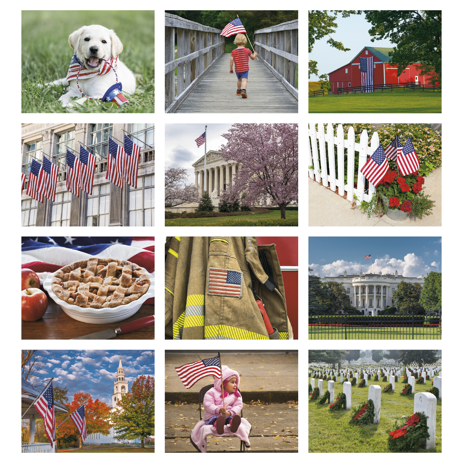 2027 American-themed calendar featuring patriotic imagery celebrating the American spirit with high-quality scenic visuals and a glossy cover.
