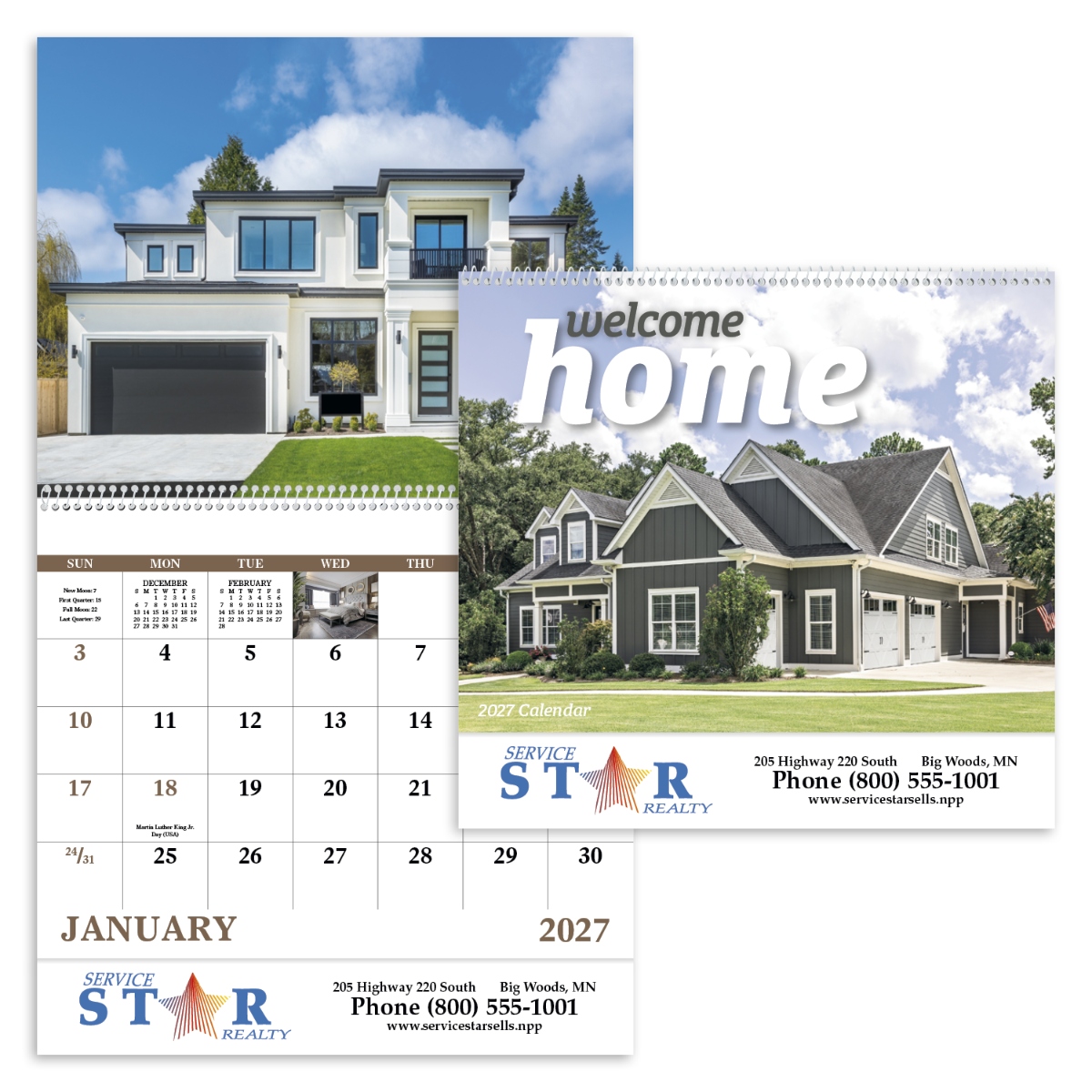 Home-themed wall calendar featuring beautiful house photography.