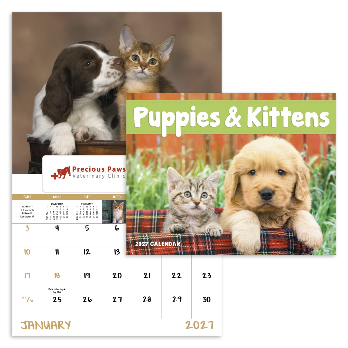 Puppy and kitten wall calendar featuring adorable animal photography.