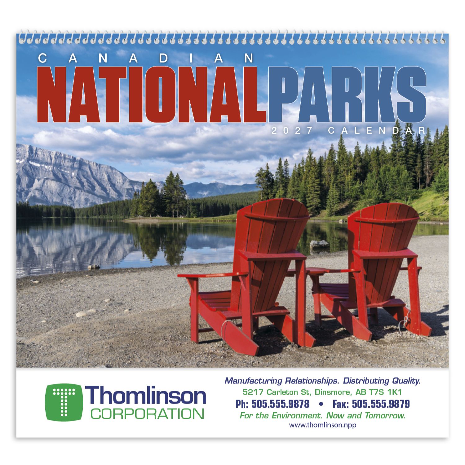 2027 Good Value Canadian National Parks spiral calendar featuring scenic images of rugged Canadian National Parks, natural landscapes, and a glossy UV-coated cover.
