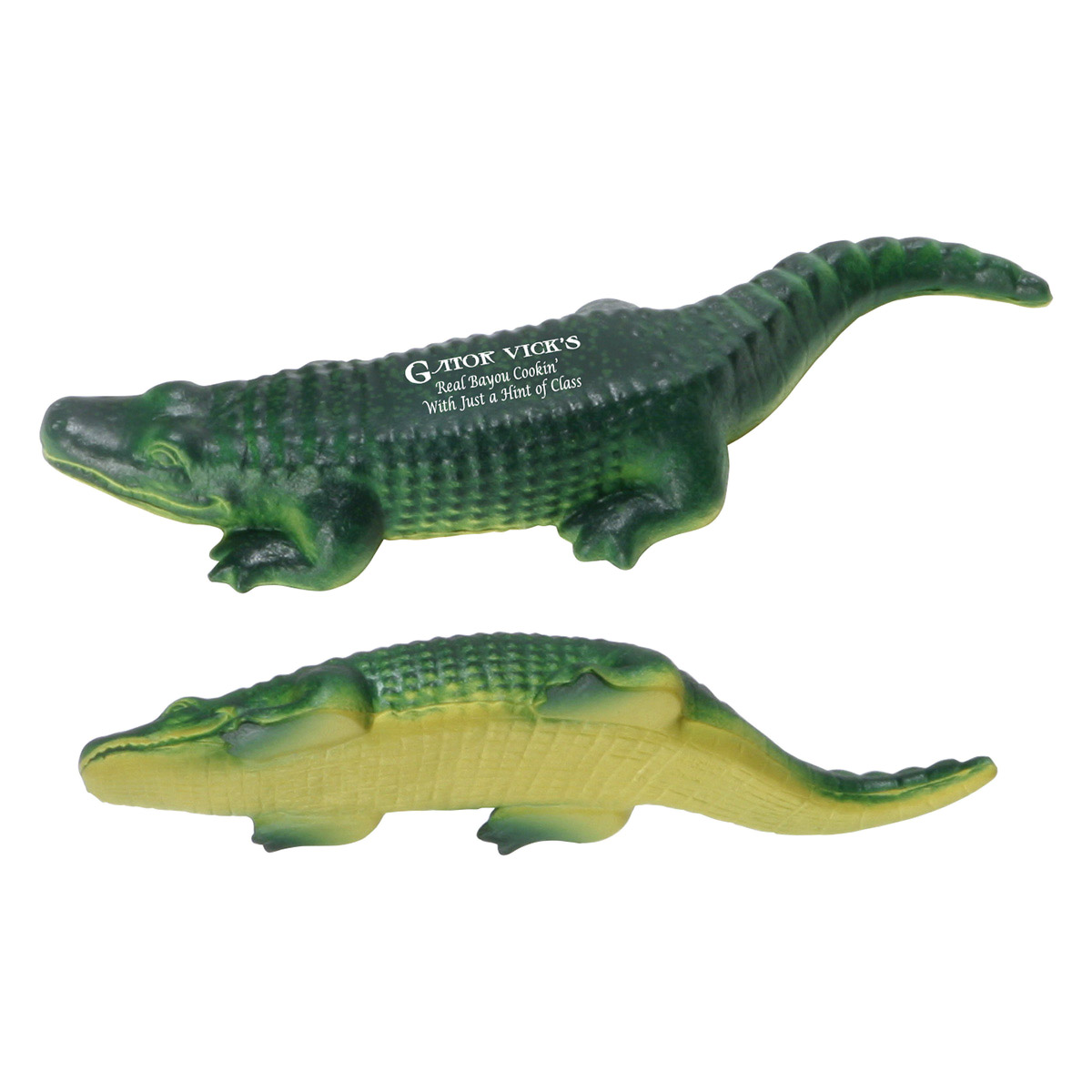 American alligator-shaped polyurethane stress reliever toy.