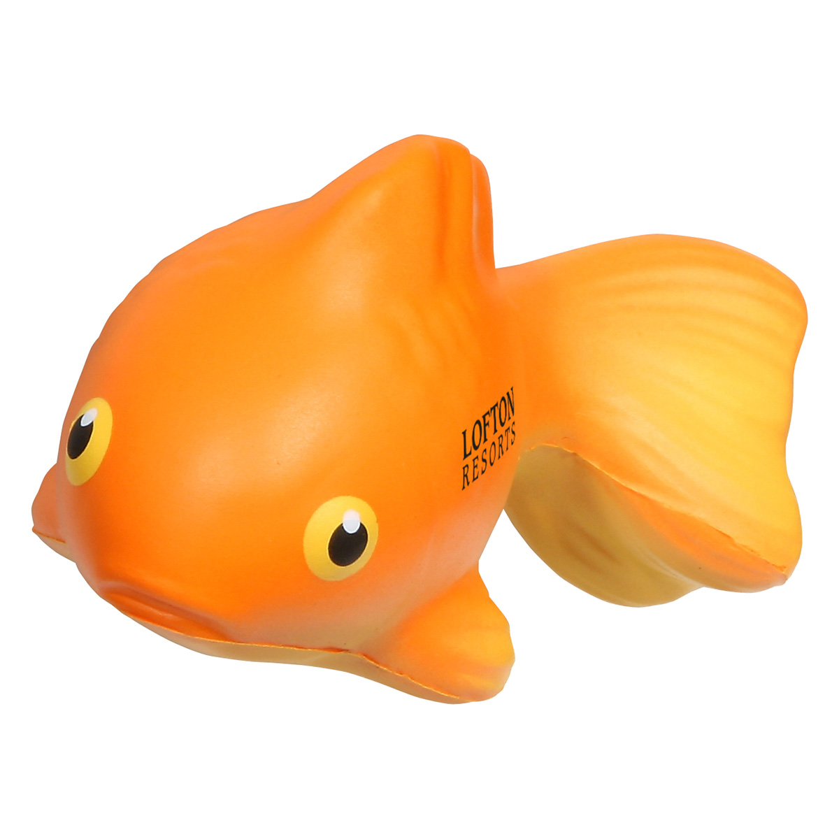 Goldfish-shaped polyurethane stress reliever toy.