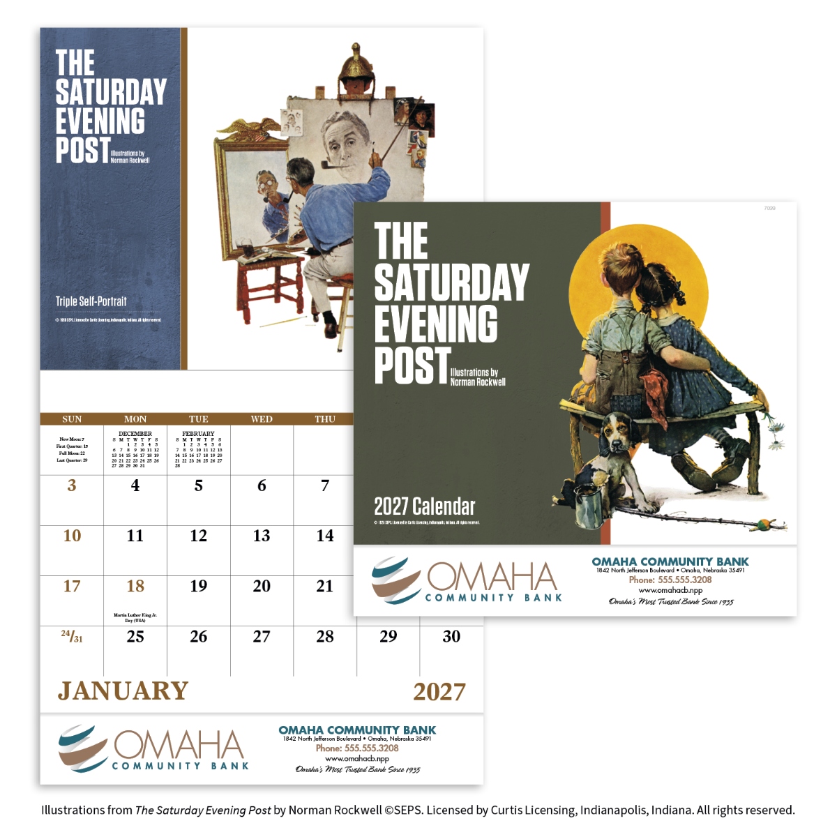 Wall calendar featuring classic Norman Rockwell illustrations from The Saturday Evening Post.