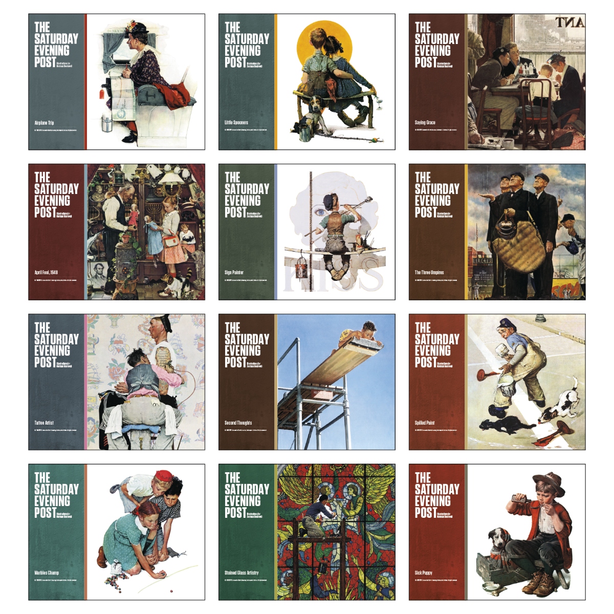 Wall calendar featuring classic Norman Rockwell illustrations from The Saturday Evening Post.