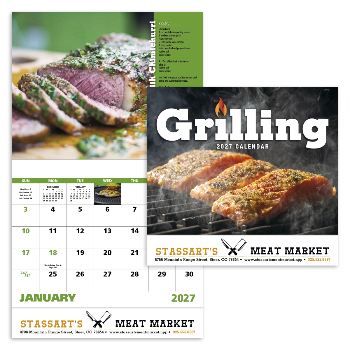 Wall calendar featuring grilled recipes and mouthwatering barbecue photography.