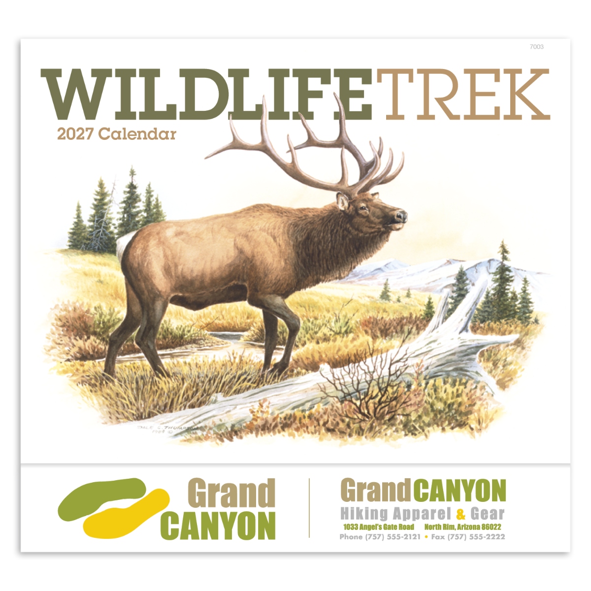 Wall calendar featuring detailed wildlife paintings and nature scenes.