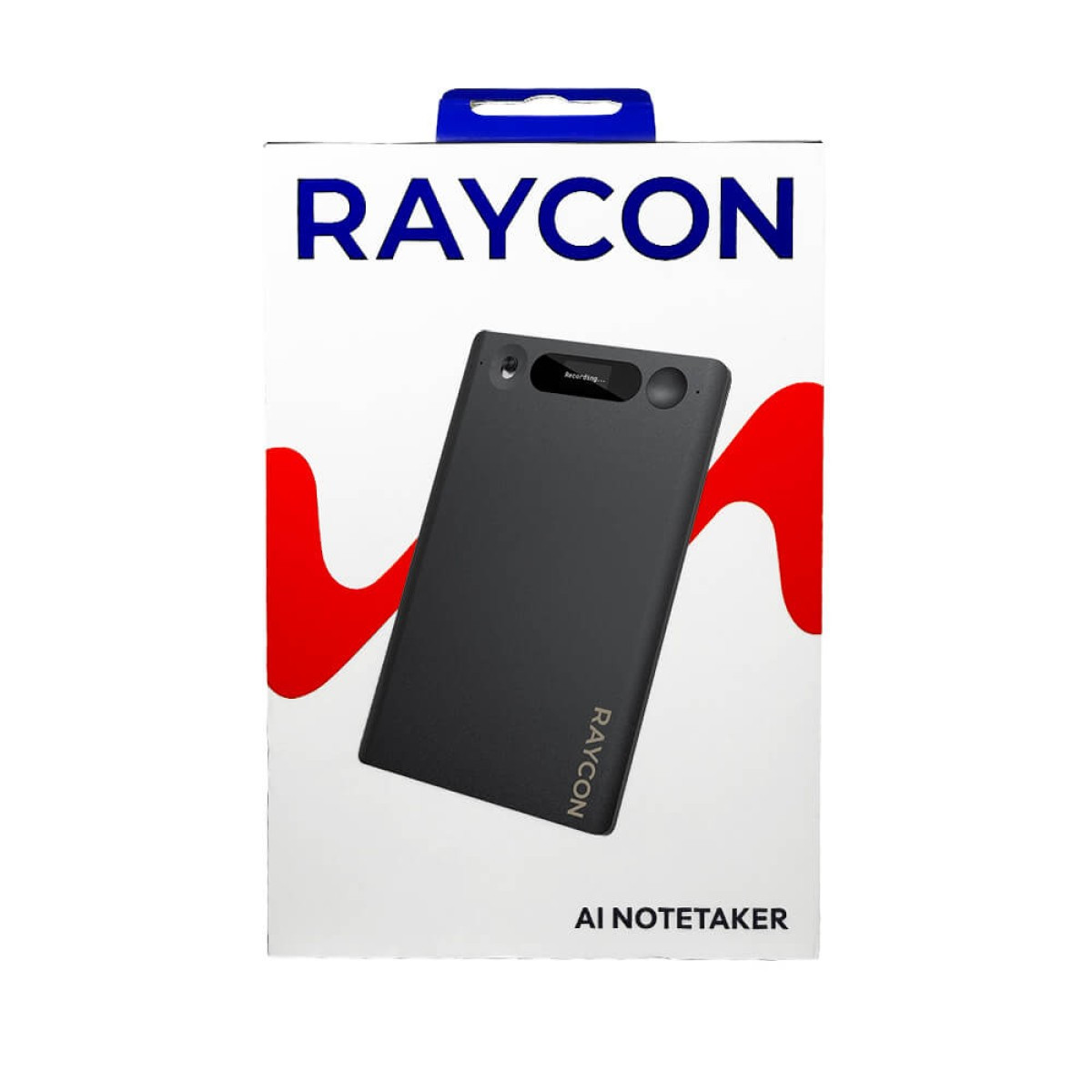 Raycon AI Notetaker in Carbon Black, ultra-slim magnetic voice recorder with a compact rectangular design, built-in microphones, and a portable profile for recording meetings, phone calls, lectures, and conversations with AI transcription and note-taking.