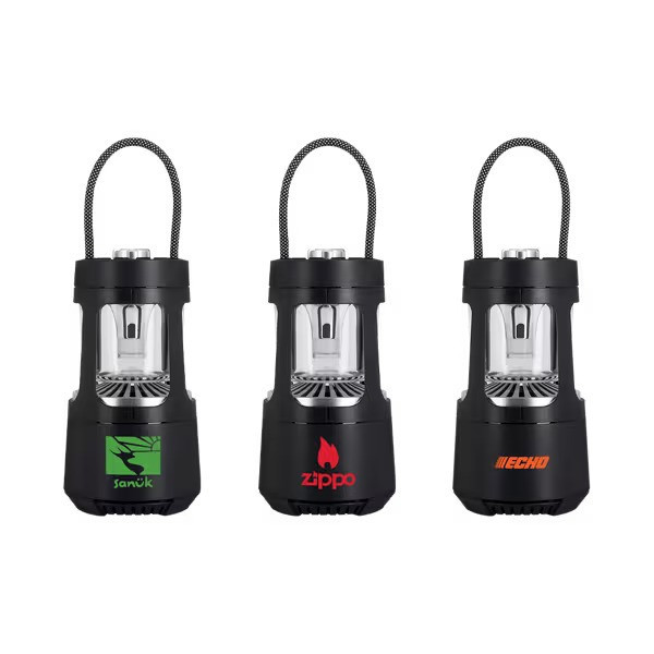 Tiki wireless speaker with LED lantern light, Bluetooth, and splashproof design.